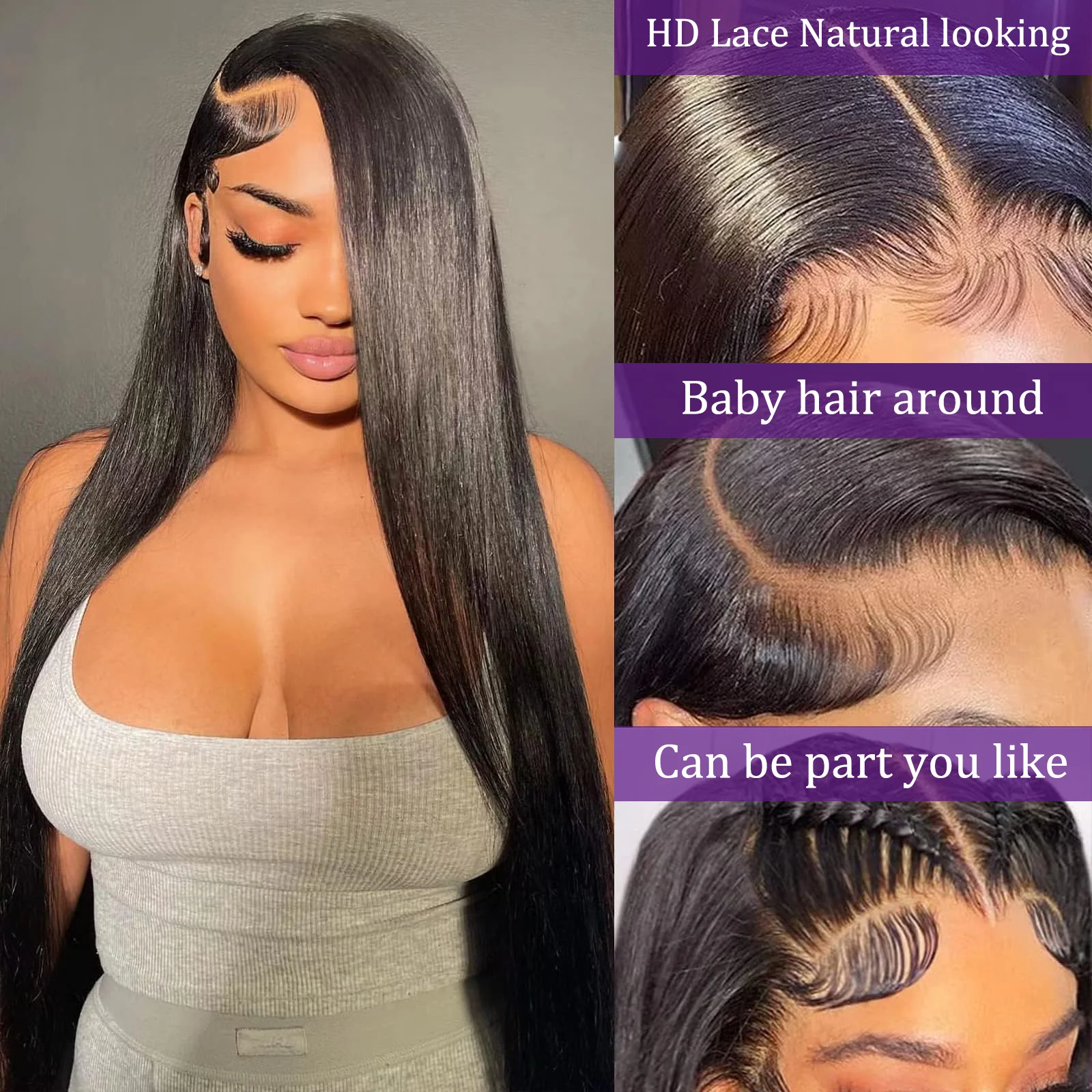 40 Black Bone Straight 13x6 Hd Transparent Lace Frontal Wigs 13x4 30 Inch Human Hair Lace Front Wig Brazilian Choice For Women