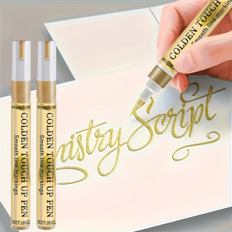 Upgraded Gold Paint Pen - Furniture Gold Paint Pen, Quick-Drying Fine Tip, Suitable for Metal Scratch Repair, Designed for Decorating Cabinets, Door Panels, Musical Instruments, Cards, Posters, and Mugs, a Must-Have Tool for DIY Projects