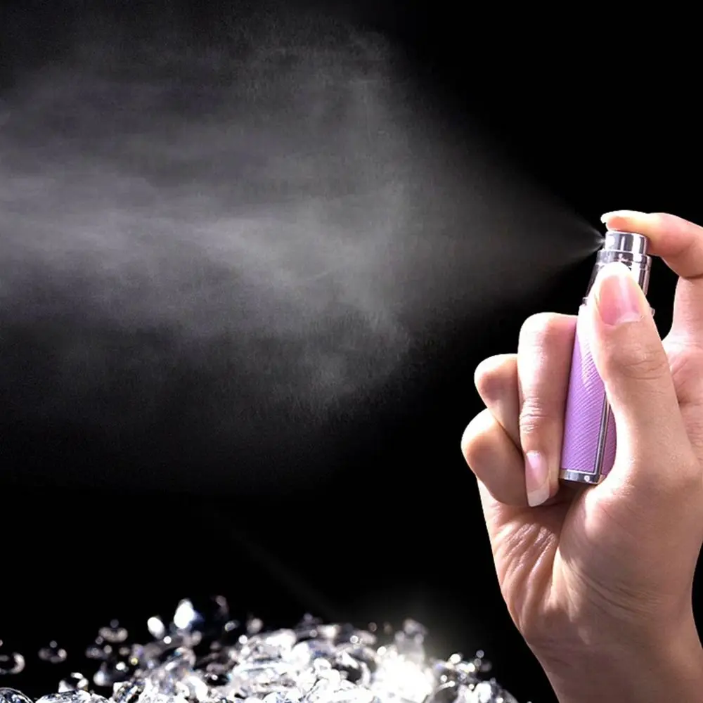 

PU Leather Perfume Bottle Lychee Pattern Empty Spray Bottle Bottom Filling Refillable Ultra-fine Mist Fragrance Container Travel