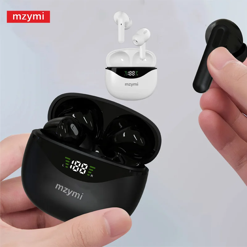 mzymi Bluetooth Headphone Wireless Earphones Sport Waterproof 9D Stereo Headsets With Mic LED Display Low Latency Earbuds