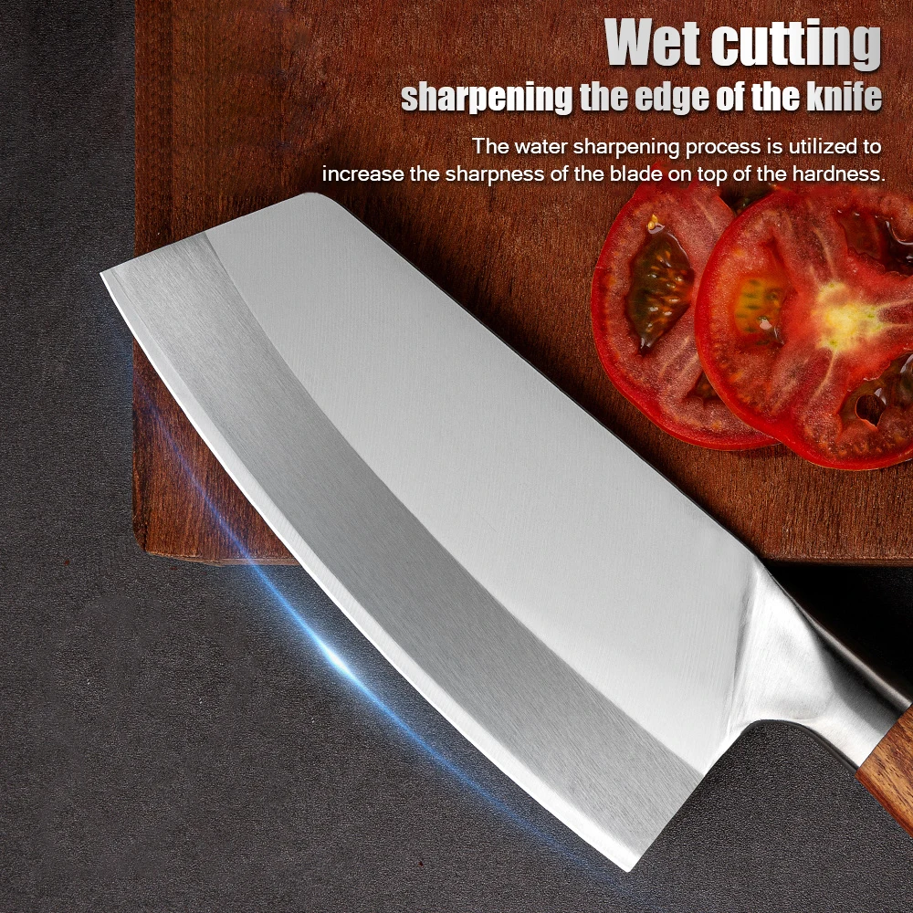 Chinese Kitchen Cleaver Knife Traditional Handmade Knife Chef Knives High Carbon Steel Slicing Knife Wood Handle