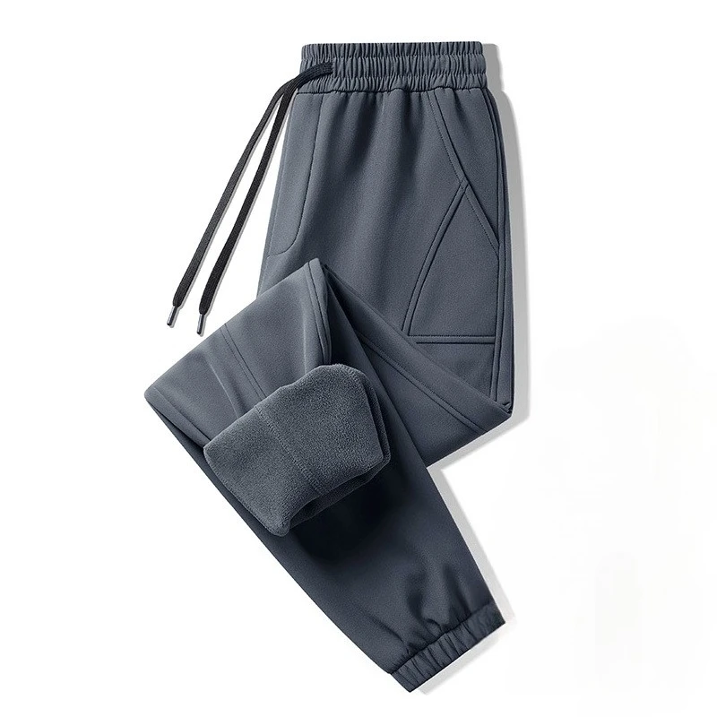 

New Autumn and Winter Fleece Men's Tight-fitting Casual Sweatpants, Windproof Cycling Windproof Pants, Elastic Thickened Pants