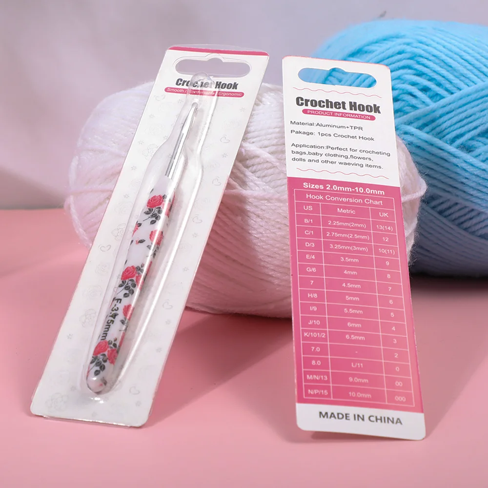 

Hot 1Pcs Rose Crochet Hooks Rubber Grip Extra Long Crochet Needles for Beginners and Knitting Crocheting Yarn DIY Crocheting