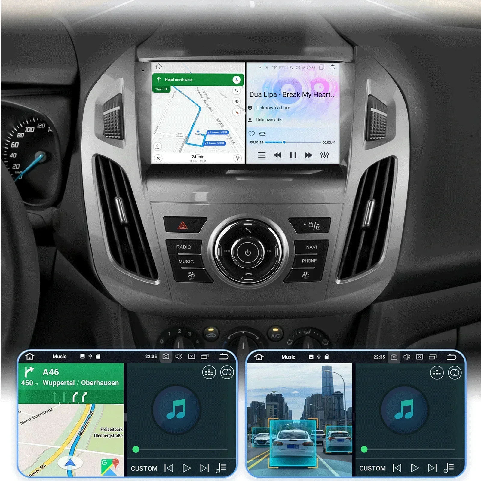 Carplay Android 14 2Din Car Radio GPS for Ford Transit Connect 2013 -2018 Ford Tourneo Connect Multimedia Video Player Autoradio