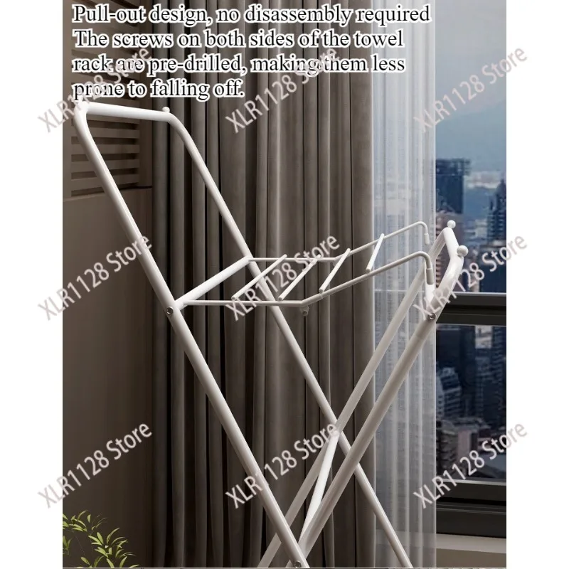 Household Indoor Clothes Rack Simple Foldable Floor Standing Coat Hanger for Bedroom Dorm Bay Window