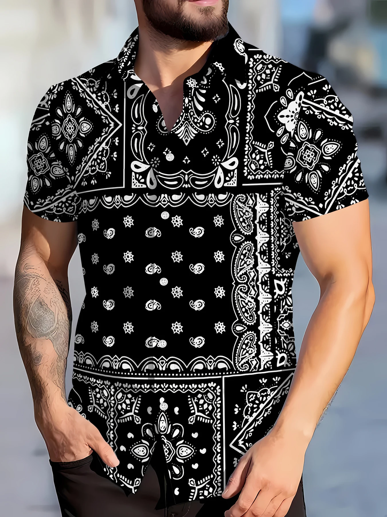 

Новая летняя мужская рубашка 2026 года с коротким рукавом – 3D-принт – Влагоотводящая и быстросохнущая – Повседневная и модная рубашка