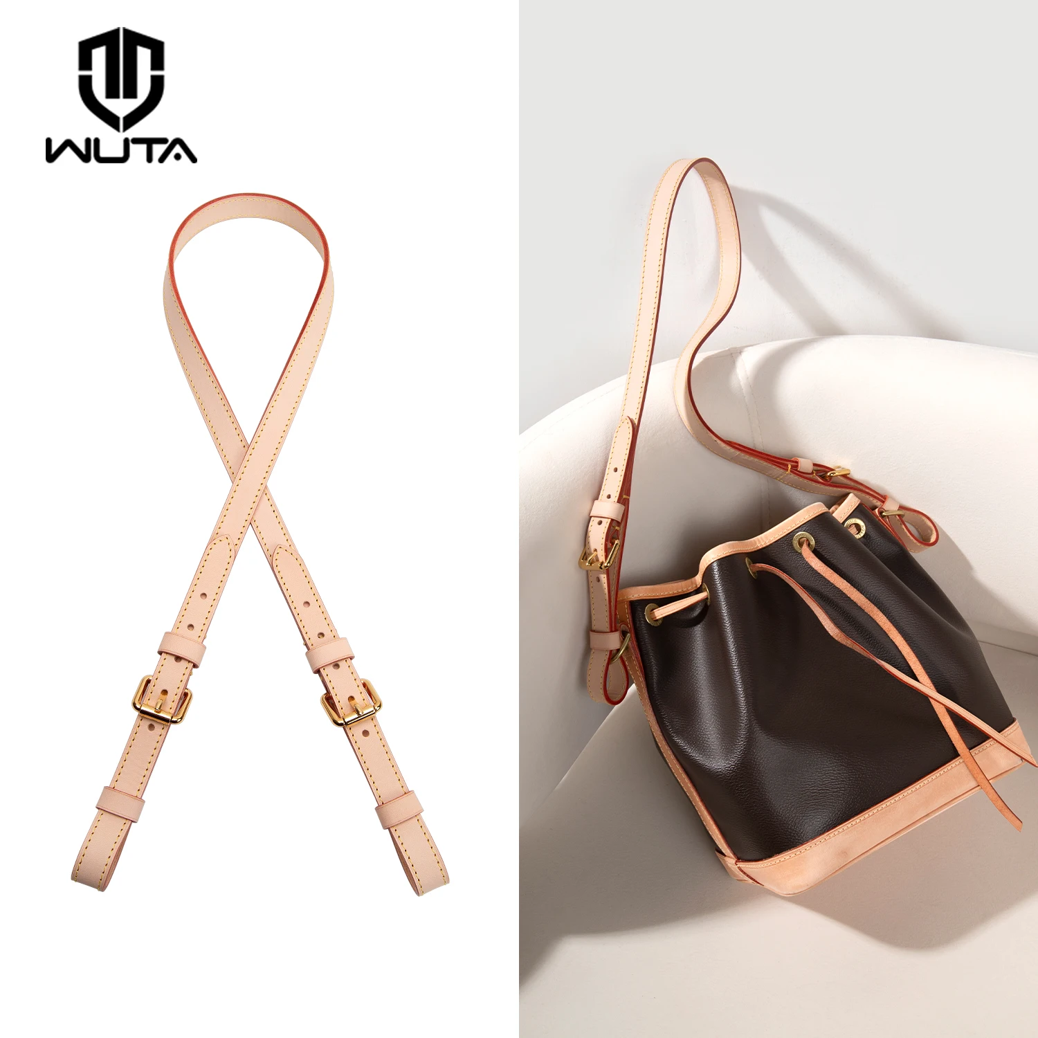 

WUTA Luxury Discolored Vegetable Tanned Leather Bag Strap For LV Noe Adjustable Shoulder Straps Replacement Belt Bag Accessories