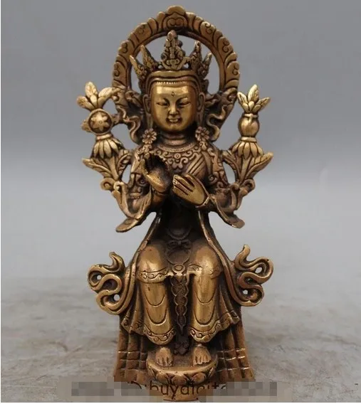 

7" Tibet Tibetan Buddhism Bronze Gild Seat Maitreya Bodhisattva Buddha Statue