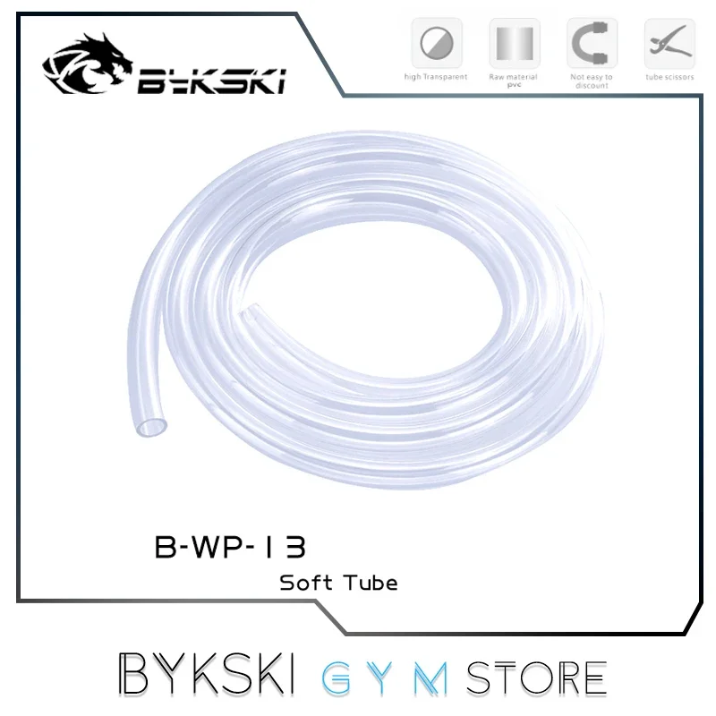 Bykski PVC Soft Water Pipe 10*13mm/10*16mm Transparent 3/8'' Flexible Tubing 1000mmX1,Water Cooling Novice Friendly, B-WP