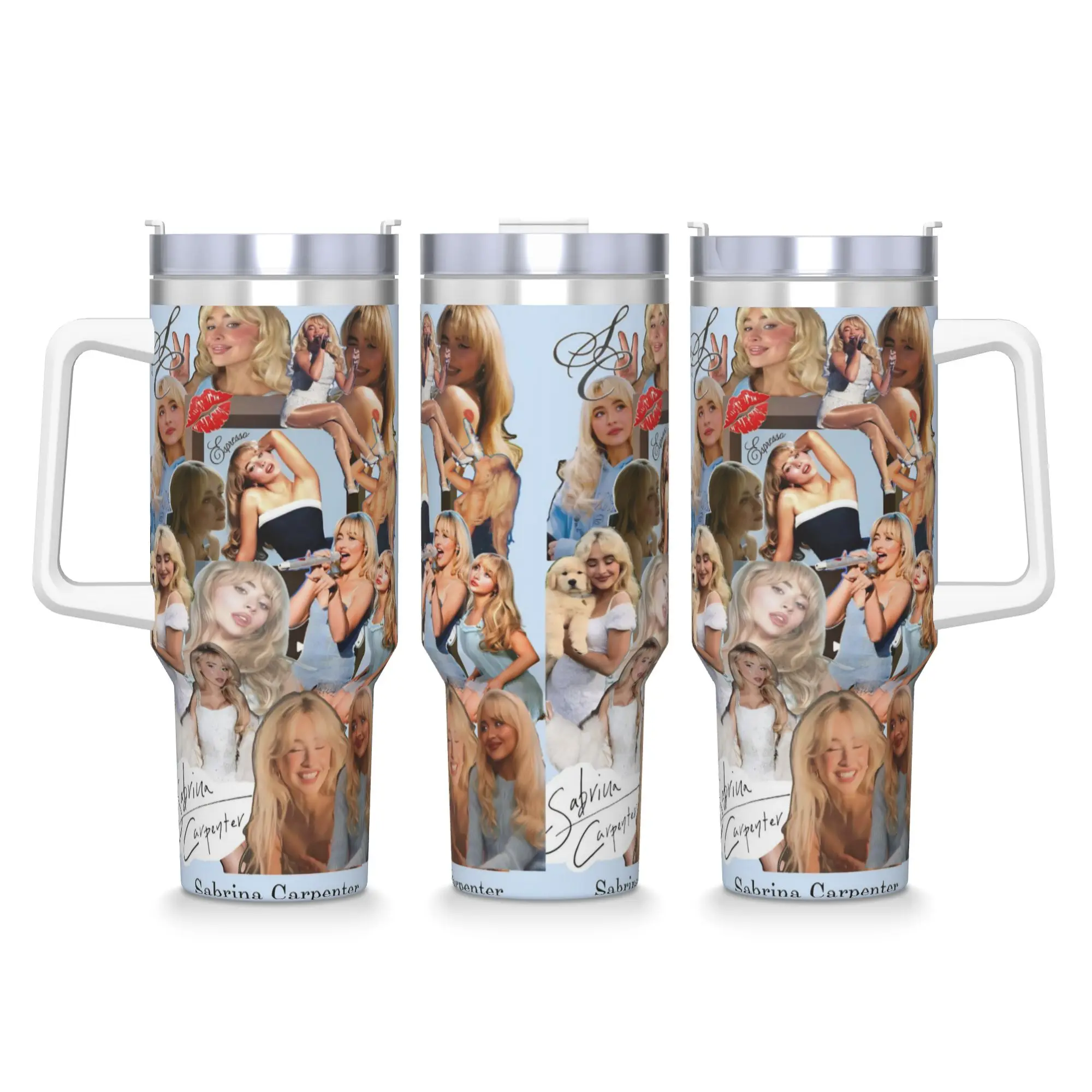 

Сабрина Карпентер Американский певец Стакан из нержавеющей стали Термочашки с соломинкой и крышкой Кружки на 40 унций Чашка Холодный напиток Бутылка для воды