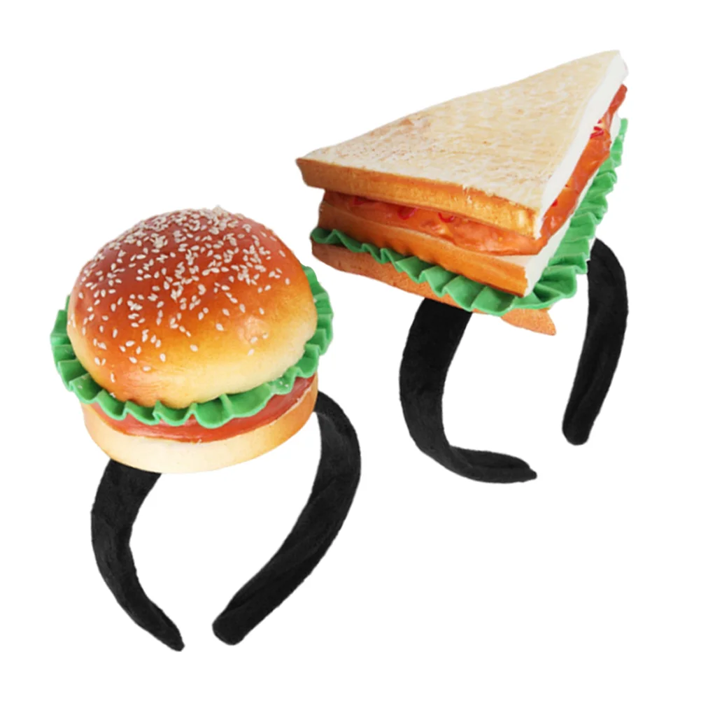 

2 Pcs Hamburger Bun Headband Crazy Hats for Kids Mini Food Costume Headbands Sandwich Halloween Headpiece