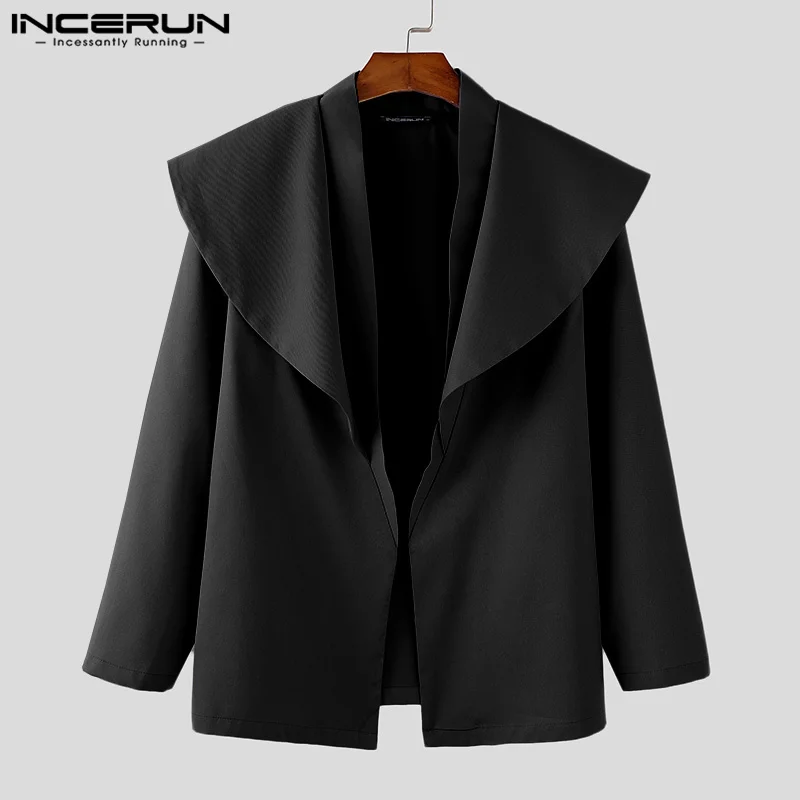 INCERUN Tops 2024 American Style Fashion Men's Deconstructing Party Style Suit Coats Casual Sexy Loose Solid Long Sleeved Blazer