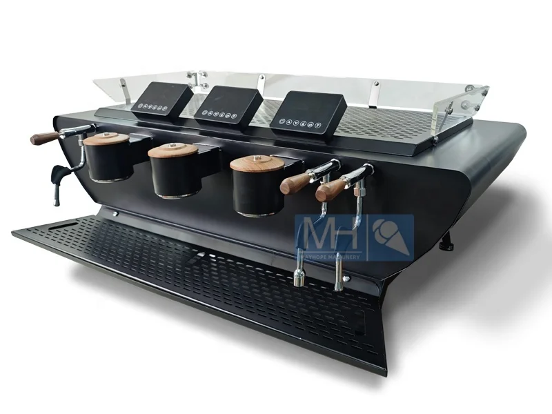 Professional Double Boiler Commercial Barista Semi-Automatic Espresso Three Head Coffee Machine with Display