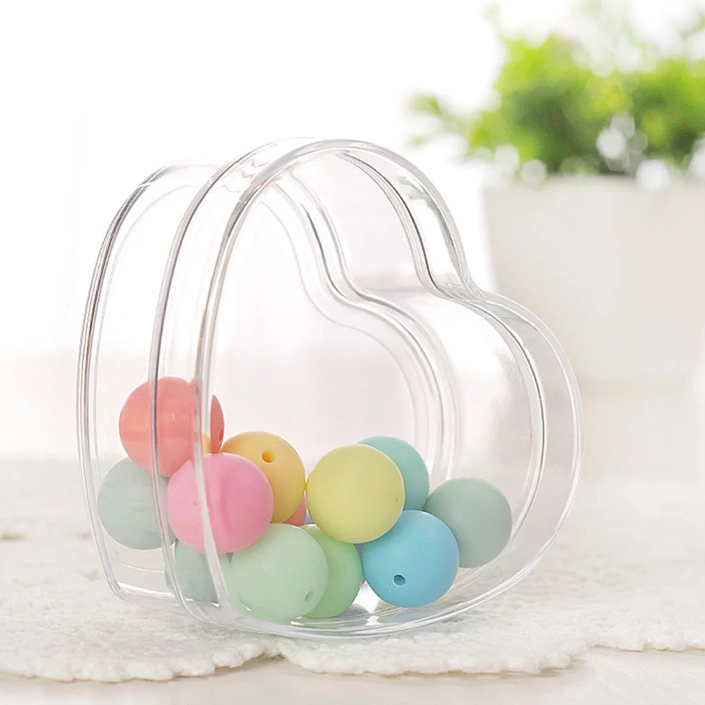 4 Pcs Transparent Storage Box Snacks Packing Boxes Clear Candy Favor Gift with Cover Heart Candies Acrylic Small