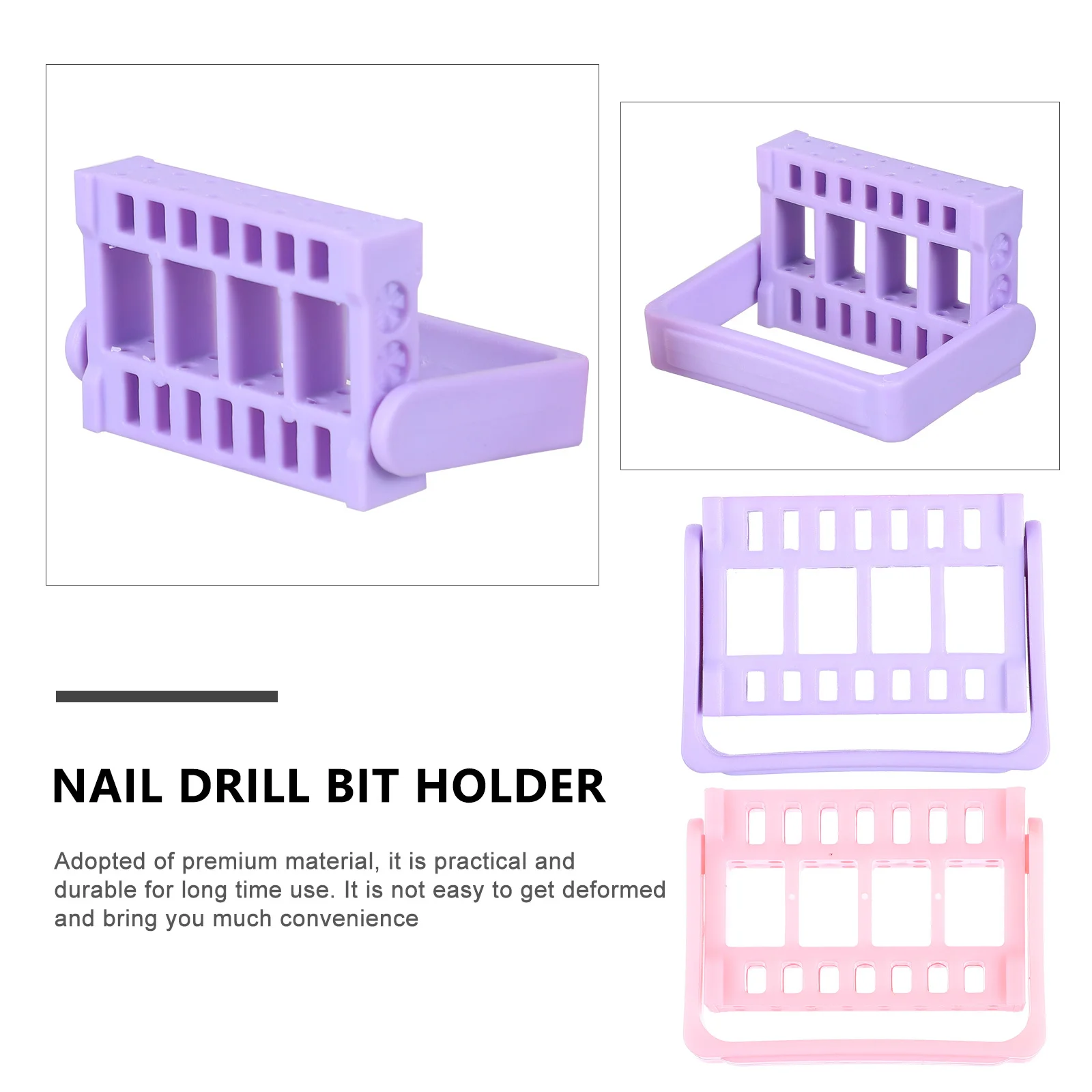 Rack de cabeça de moagem para manicure, 2 peças, 16 buracos, suporte para brocas de unhas, presente pensativo para amantes da arte do prego, armazenamento de brocas organizadas