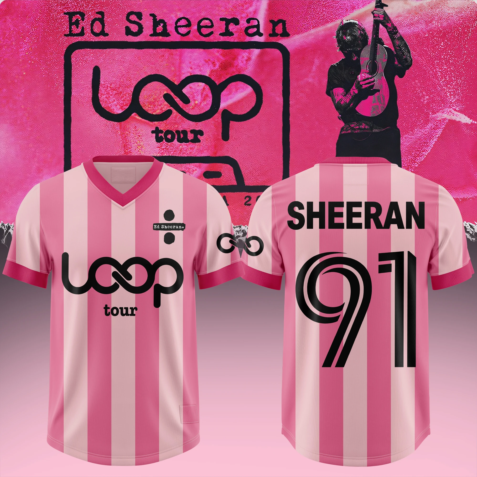 Ed Sheeran Loop Tour 2027 Fan #91 Jersey Men Women Quick Dry Breathable Y2k Summer Sports Oversized Casual Short Sleeve T-shirt