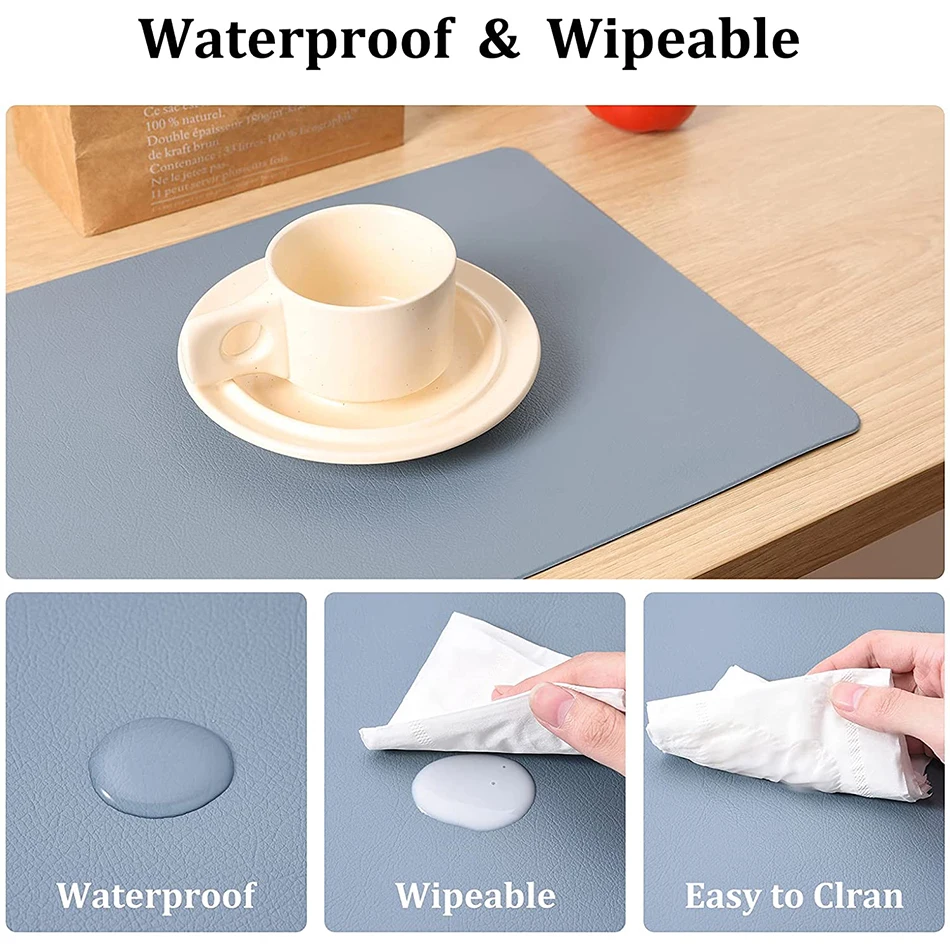 4PCS Faux Leather Placemats Heat Resistant Easy To Clean Table Pad Mat for Home Office Hotel Restaurant Kitchen Dining Table
