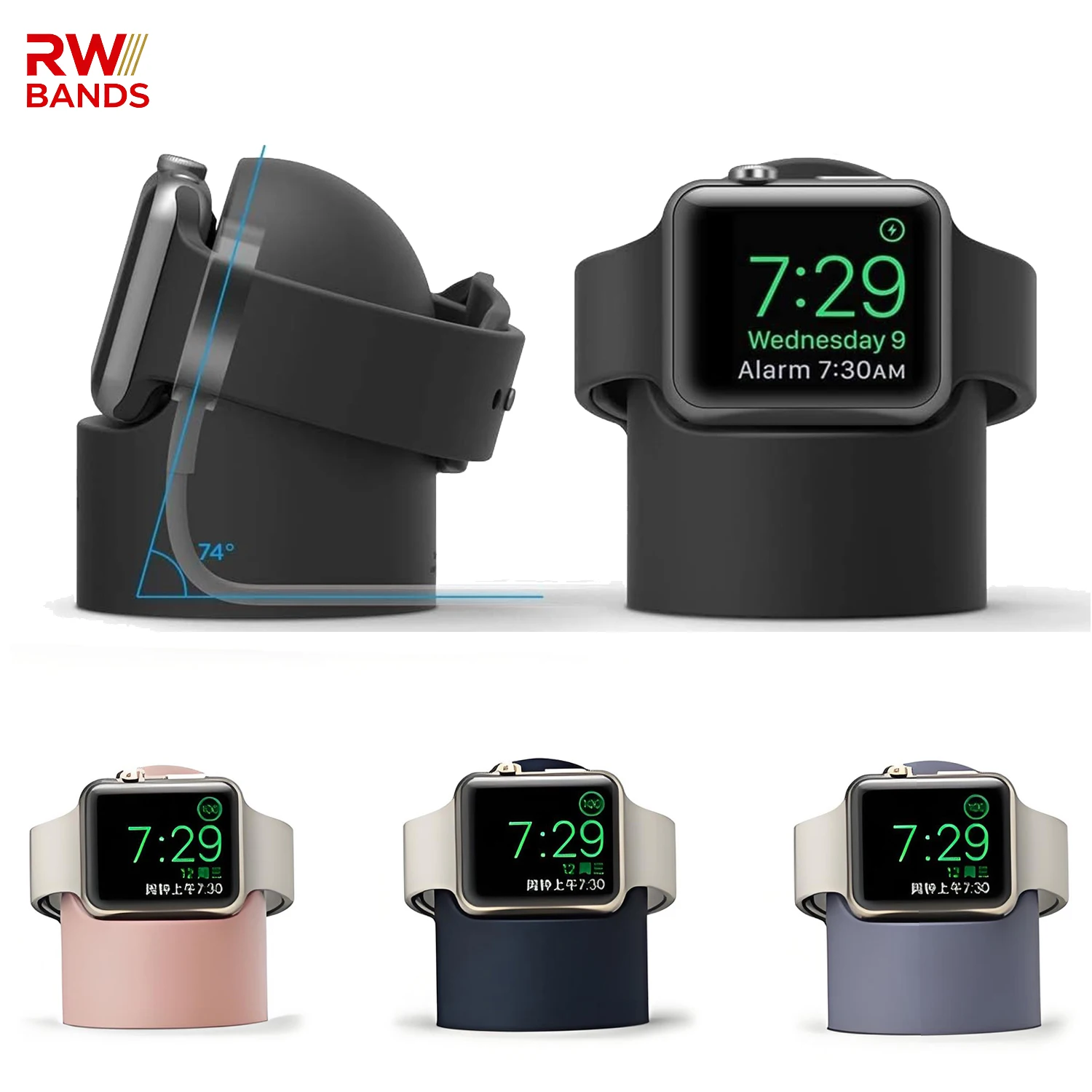 Charger Stand For Apple Watch Series 11/10/9/8/SE/7/6/5 Ultra 49mm/46mm/44mm/42mm/41mm/45mm Durable Silicone Nightstand Mode
