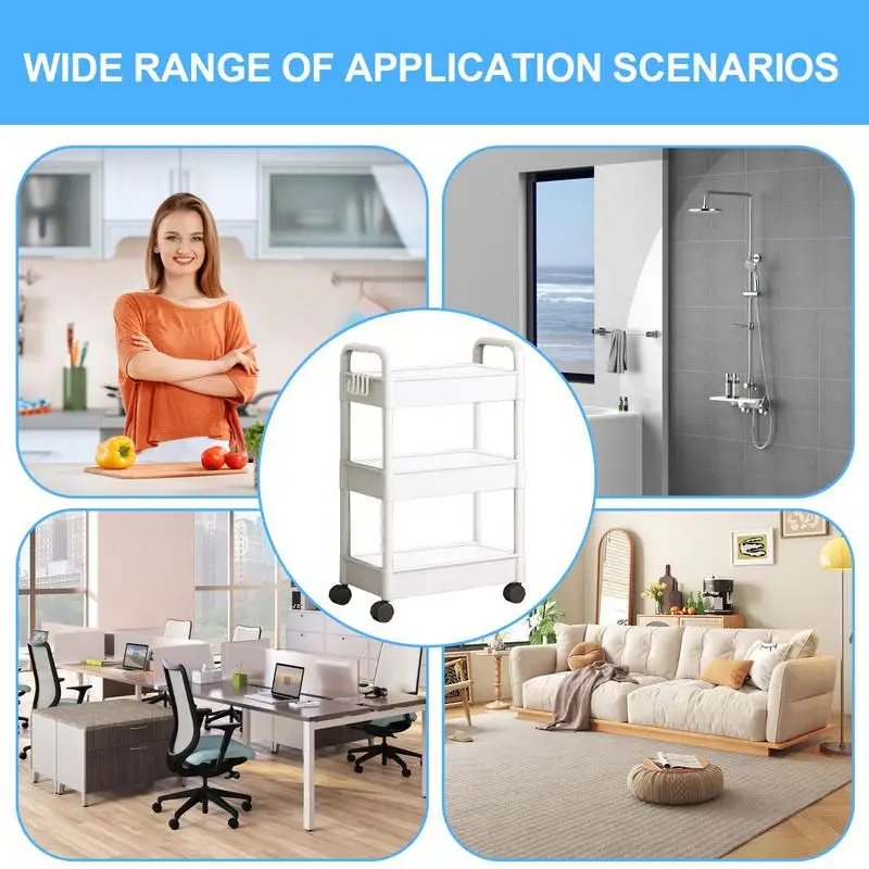 Household Multi-layer Small Cart Storage Rack Rolling Utility Cart Movable Organizer Snack Cart Kitchen Bedroom Storage Rack