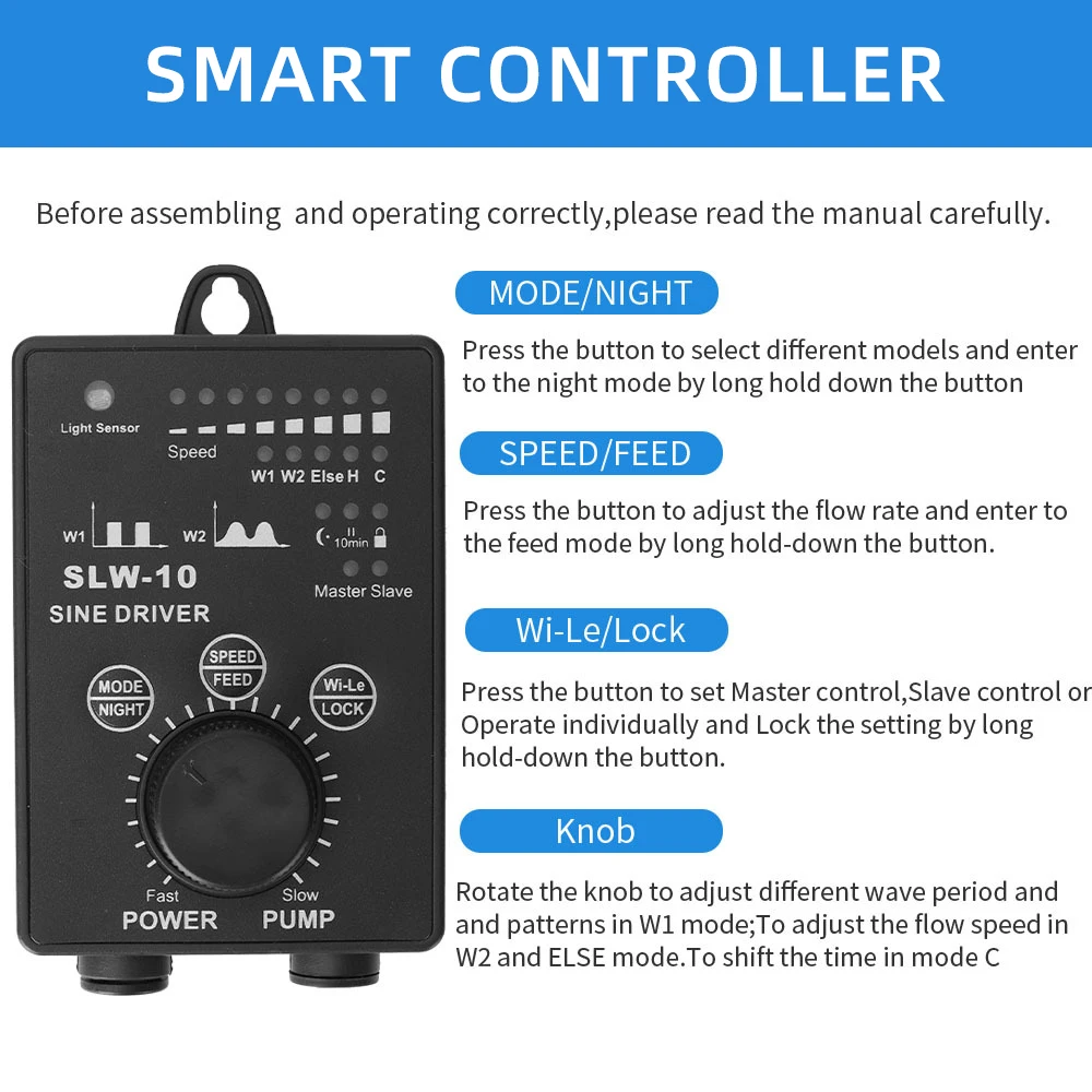 Jebao-Wireless Marine Aquarium Wave Maker, Jecod, SW-2, SW-4, SW-8, SW-15, SLW-10, slw-20, slw-5