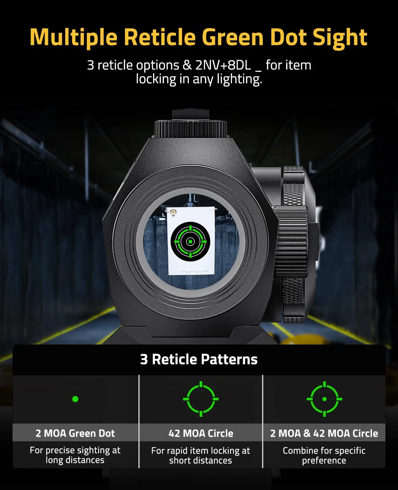 CVLIFE 2 MOA Green Dot Sight 42 MOA نطاق مشاهد عاكس دائري مع ناهض مشترك مطلق وحامل منخفض لـ Picatinny 21 مم