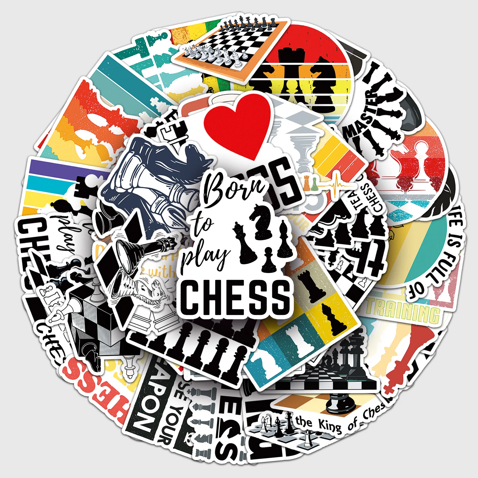 50Pcs Western Chess Series Cartoon Cute Waterproof Sticker Skateboarding Retro home decal Sticker