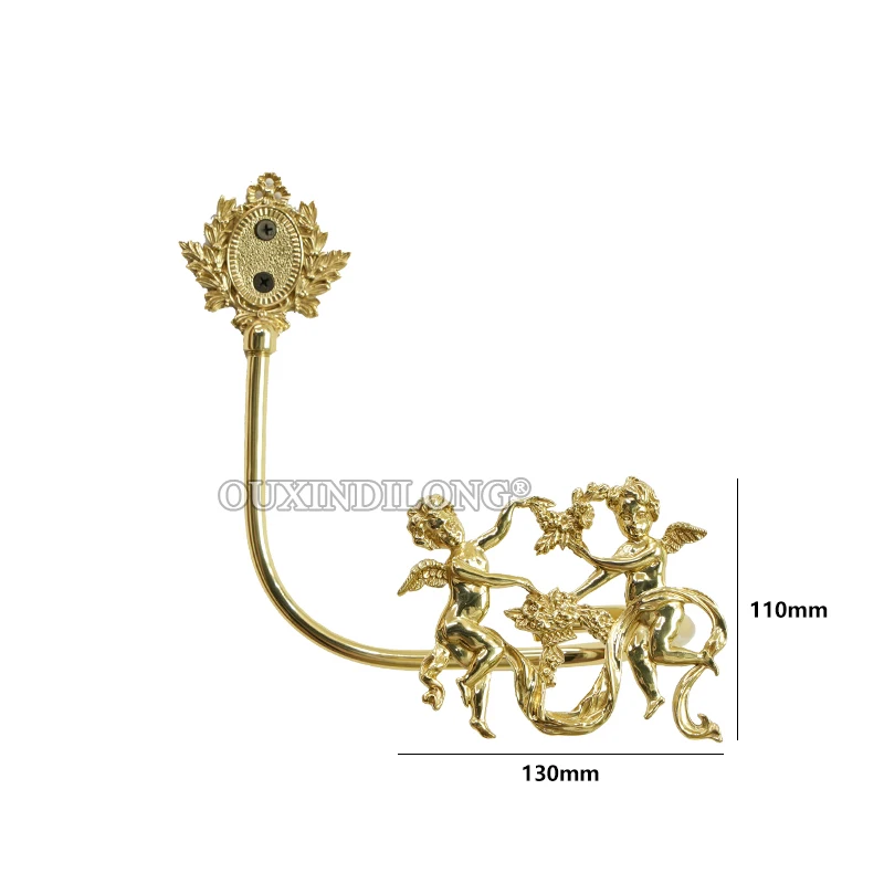 Exquisite Designed 1Pair Solid Brass European Double Angels Curtain Holdbacks Wall Drapery Tie Back Hooks Hangers Home Decoratio