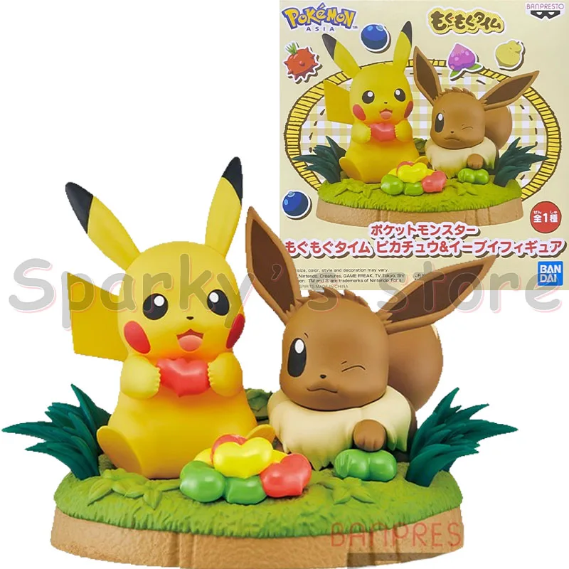 Bandai Original Pokemon Anime Figure Pikachu Snorlax Eevee Slowpoke Psyduck Action Figure Toys For Boys Girls Kids Gifts Model