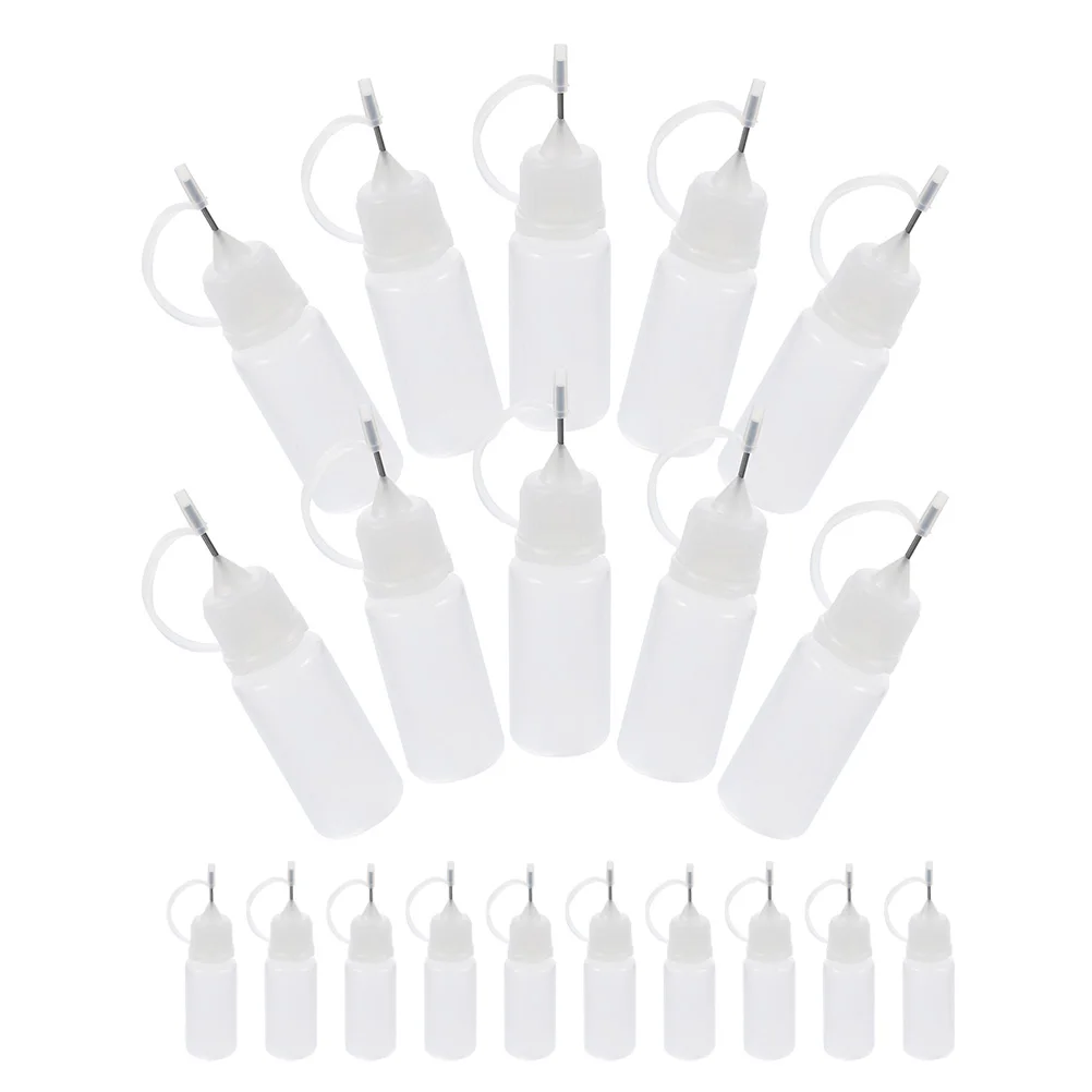 

20 pcs 10ml Needle Tip Glue Bottles White Pre Assembled Dispensing Squeeze Paint Application Lightweight Portable Small Size