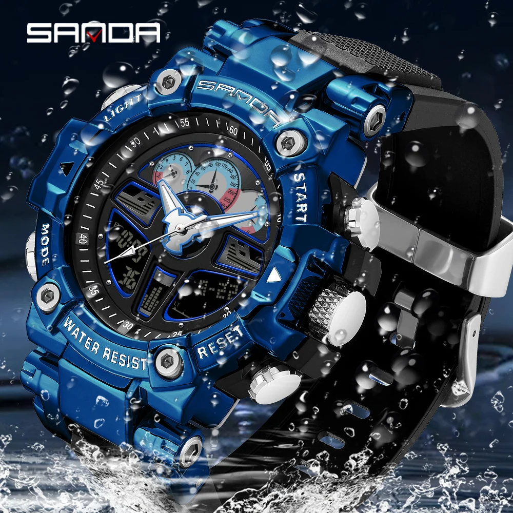 2023 SANDA 3156 Sports Military Men\'s Watches Luxury Digital Watch 50M Waterproof Quartz Wristwatch for Male Relogios Masculino