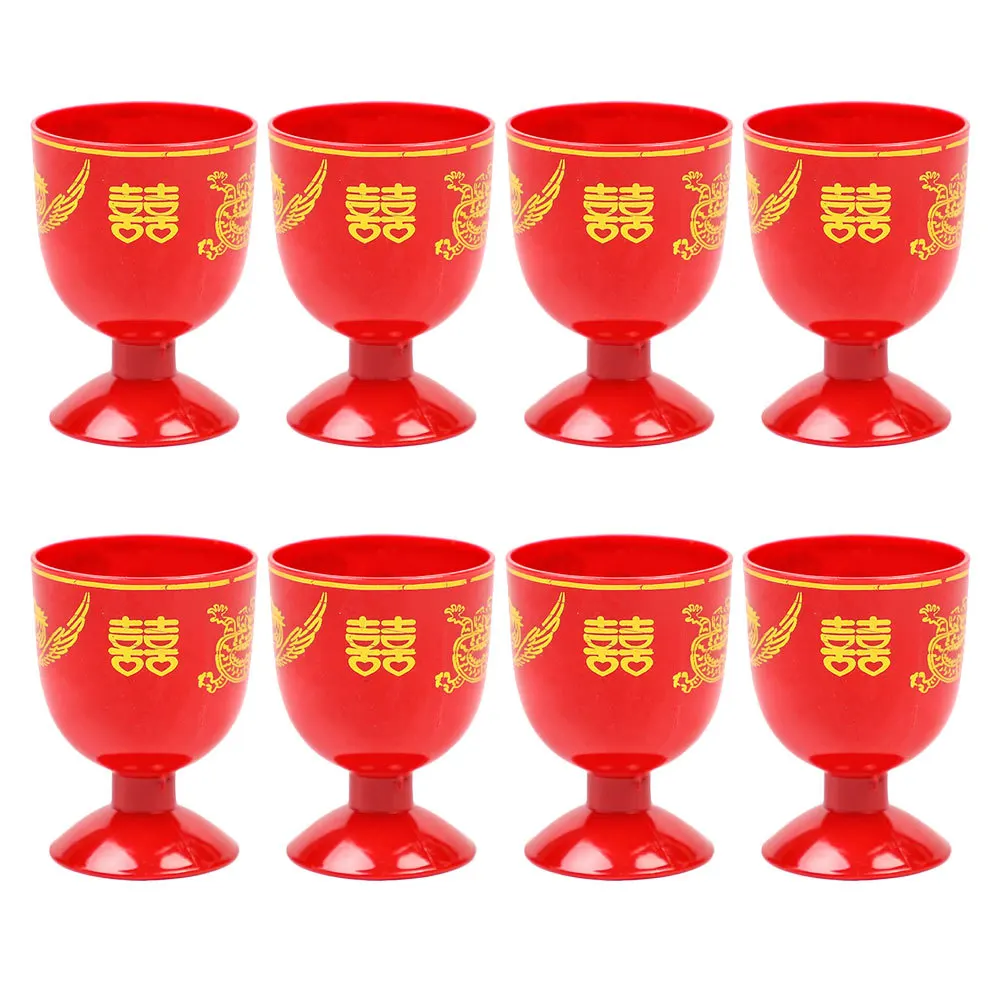 

8pcs Wedding Festive Wine Cups Retro Plastic Wine Chalice For Party Home Bar Mini Goblet Drinkware Kitchen Bar Supplies