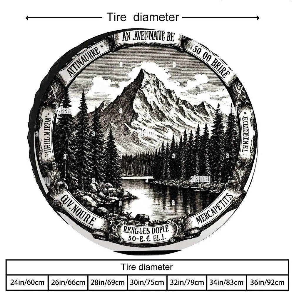 Vintage Landscape Tire Cover Polyester Durable Outdoor Camping Spare Wheel Protector