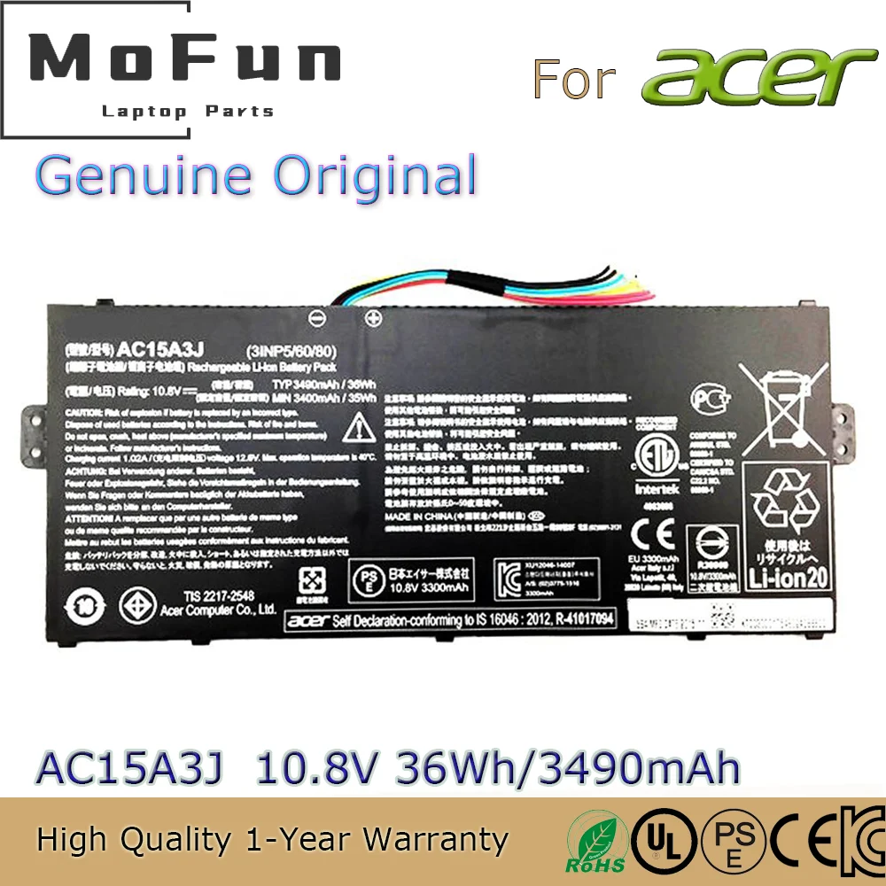 

Brand New Original AC15A3J 10.8V 36Wh Laptop Battery for Acer Chromebook R11 C735 CB3-131 C738T CB5-132T AC15A8J