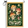Funny Stay Weird Playing Music Mushrooms Summer Welcome Garden Flag jjp