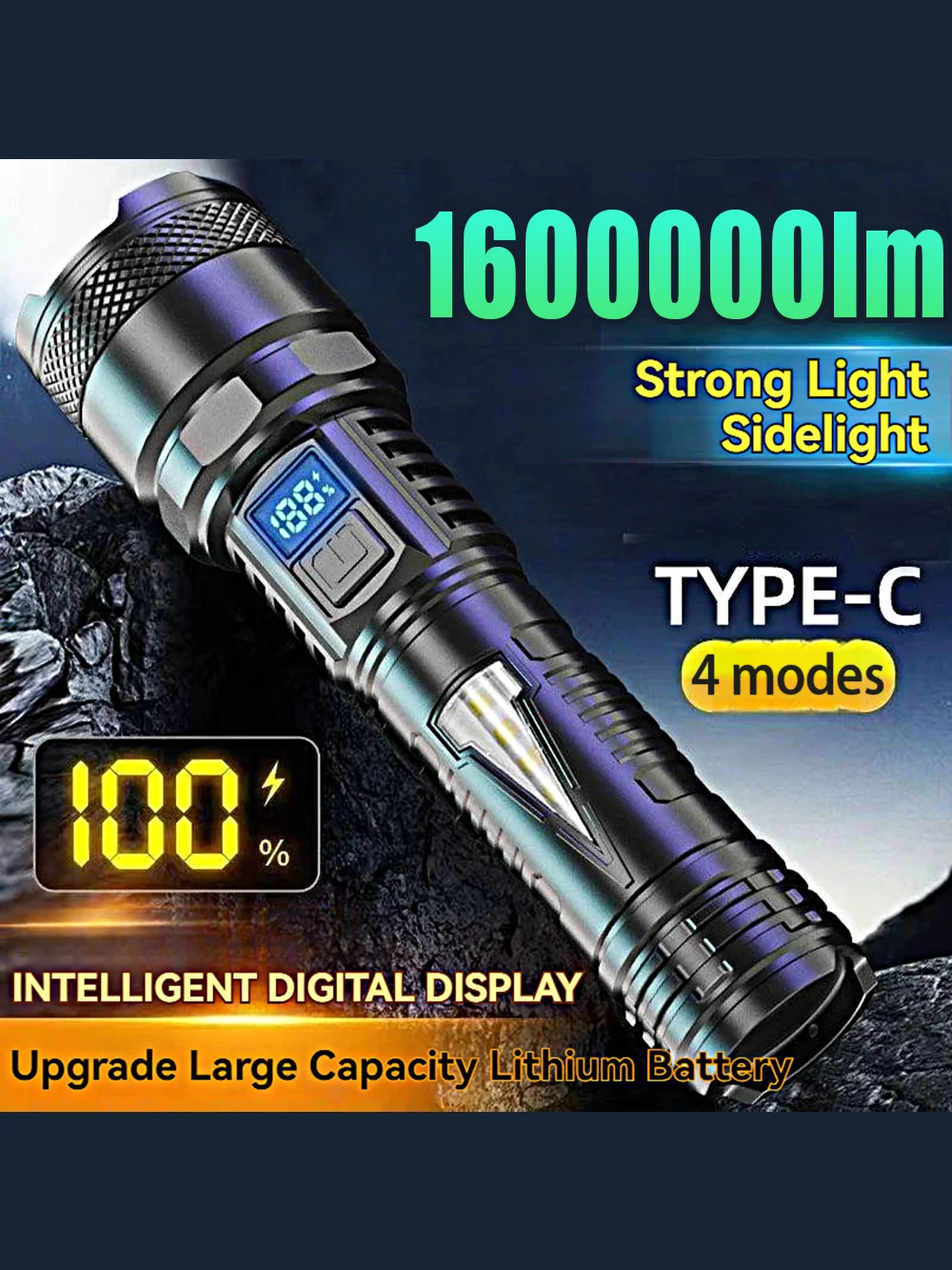 

LED Flashlight Tactical Torch Lantern torch Handheld Portable Fishing Light Outdoor Rechargeable High Brightness Multi-function