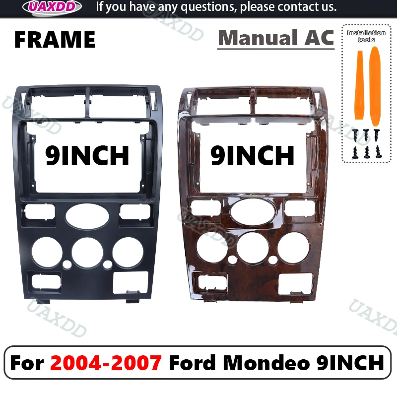 2 Din Car For 2004-2007 Ford Mondeo 9INCH Radio Android Frame Kit Panel Automotive Center Console CD Fascia Dashboard Manual AC