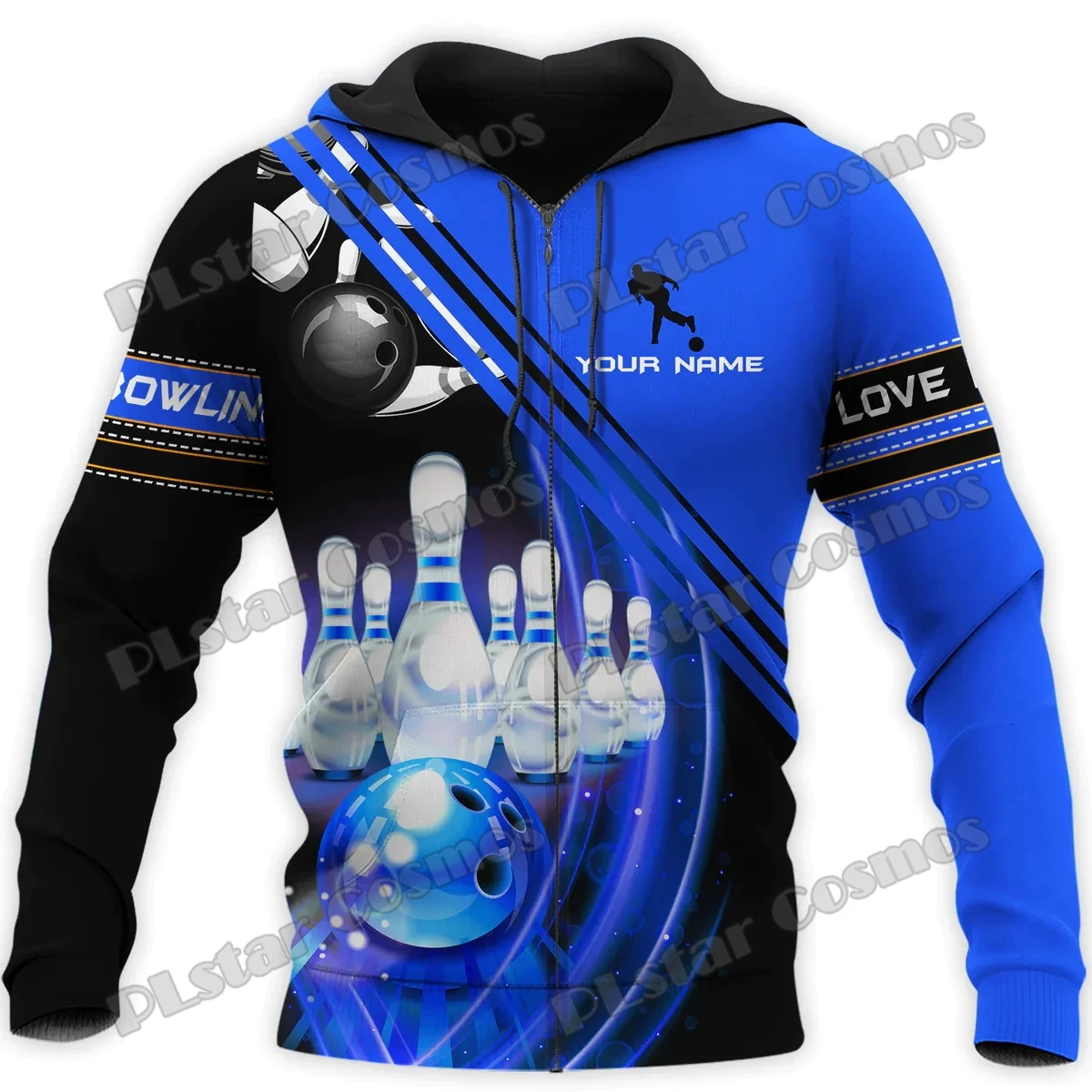 Personalized Name Bowling Player 3D Full Printed Mens zipper hoodie autumn Unisex zipped jacket For Bowling Lover Gift DK571