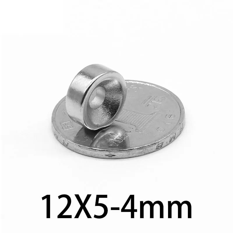 10/20/30/50/100PCS 12x5-4mm silne magnesy 12*5mm z otworem 4mm na stałe tarcza z magnesem neodymowym 12*5-4 okrągłe magnes do śrub z łbem stożkowym