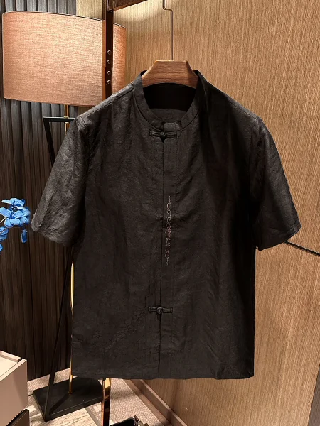 

Ele Мужская ort Sve irt Роскошный шелковый узор Cra Xiangyun Шелковая ткань Busin Повседневная дышащая летняя irt