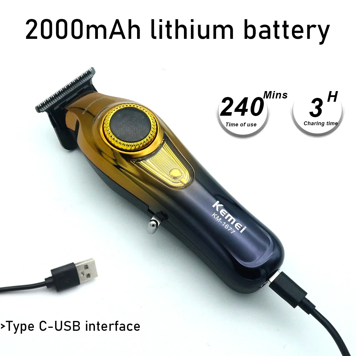 Kemei 1691 1677 T228 Professional Barber Cutting Machines Kit Rotation Speed Adjustment LED Display Men's Hair Clipper Trimmer