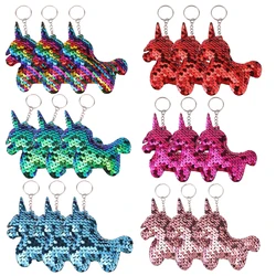 18Pcs Sequin Flip Unicorn Keychains, Colorful Sequins Keyring Charms For Backpacks, daily use Party Favors, For Birthday