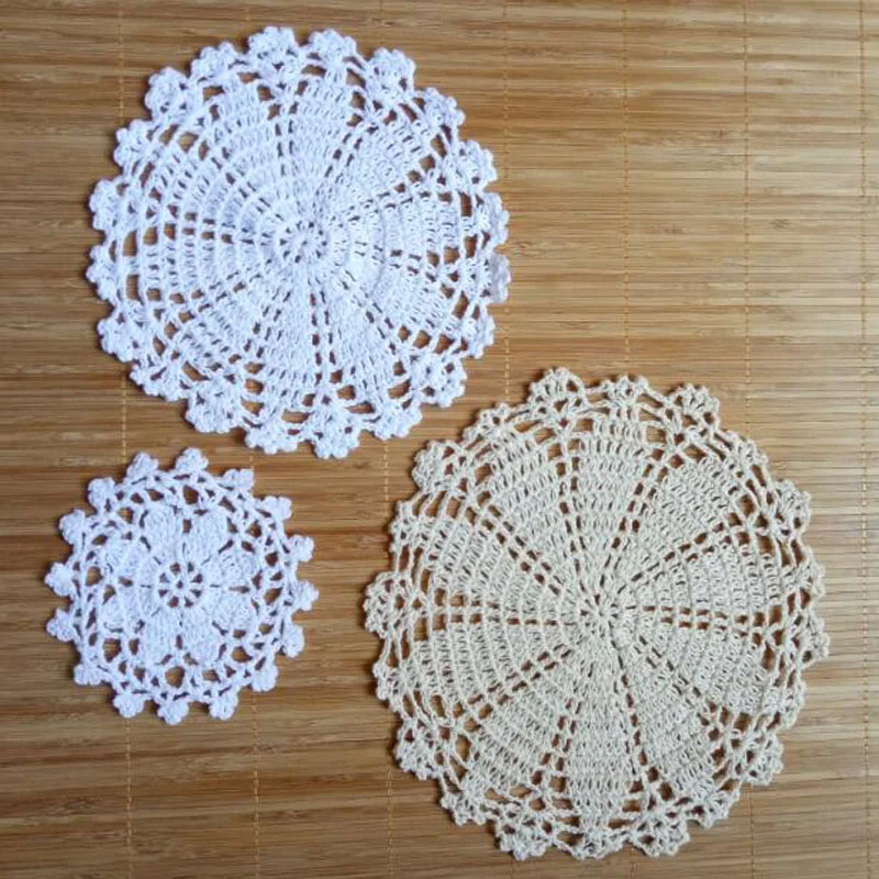 Table decoration and accessories cotton table place mat cloth crochet Round placemat wedding Christmas flower coaster kitchen