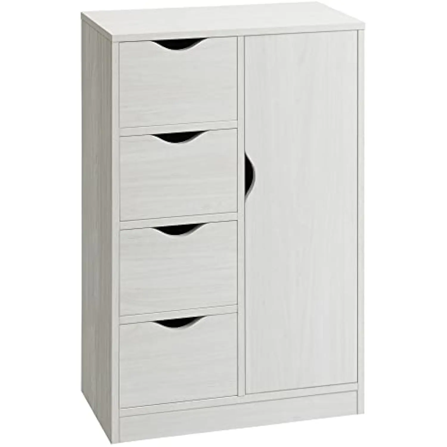 

Freestanding Storage Cabinet, Bathroom Floor Cabinet with 4 Drawers and Door, White Wood Grain