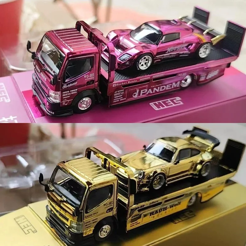 Diecast POPRACE 1:64 Scale Lotus Elise Flat Trailer Set 2026 Alloy Car Model