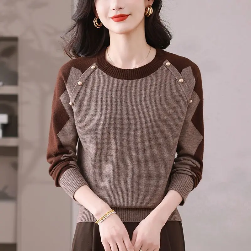 

Pulls Femmes New Round Neck Long Sleeve Pullovers Tops O-neck Knitwear Blouse Winter Clothes Woman Short Jumper Female Sweater