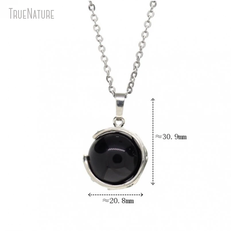 5Pcs Wholesale  Round Coin Shape Circle Chain Jewelry Silver Color Black Copper Onyx Necklace NM48584