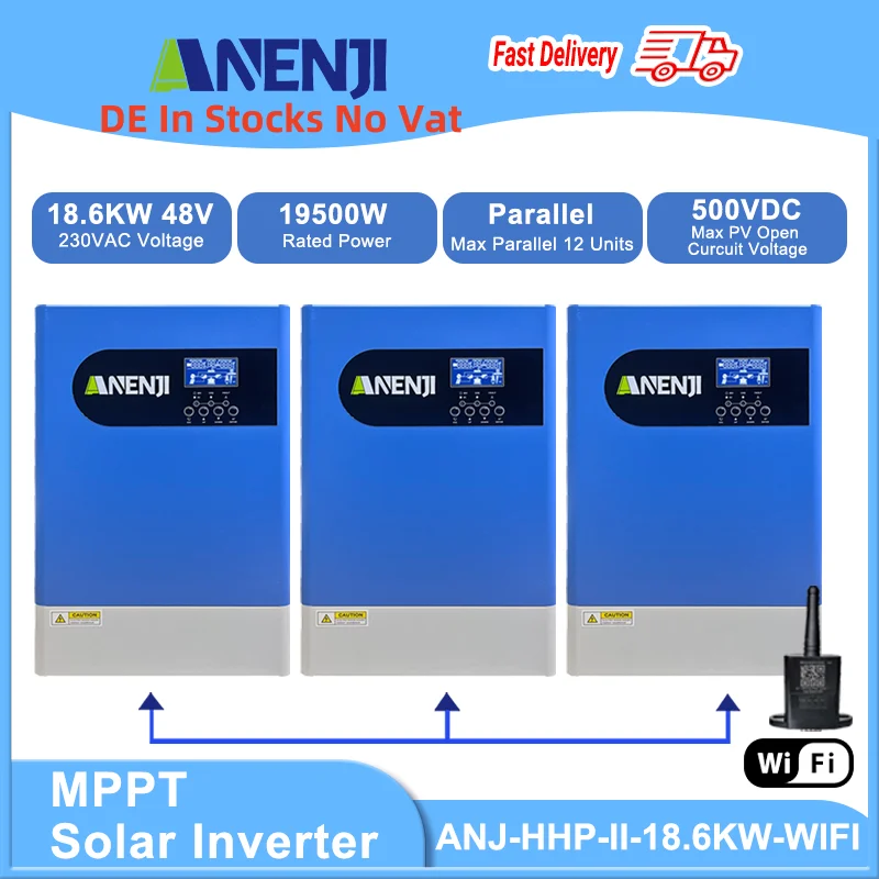 

18.6KW 48V Hybrid Solar Inverter Parallel 60 to 500VDC High PV Charger 3 Phase 380v Grid Tie MPPT Inverter With WIFI BMS