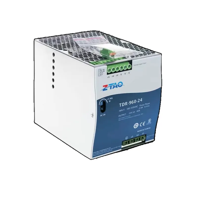 ZTao TDR-960-24 24v 40A AC-DC Slim Input 3-Phase Industrial DIN Rail with PFC Function Switching Power Supply 380~500VAC