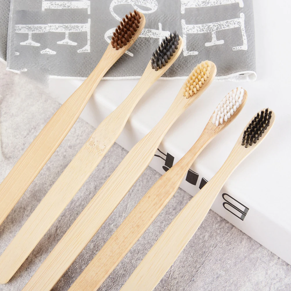 

20PCS Bamboo Toothbrush Wooden Adult Soft Bristle Kids Camping EcoFriendly LongHandle Toothbrushes Bamboo Fiber