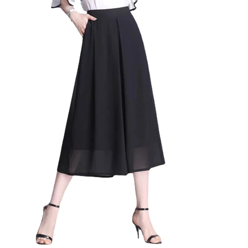 

Spring and Summer 2024 New Fashion Chiffon Double-layer Wide-Leg Skirt Pants Female High Waist Split Loose-fitting Women L46